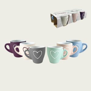 Set 6 Tazze Caffe’ Decoro Cuore