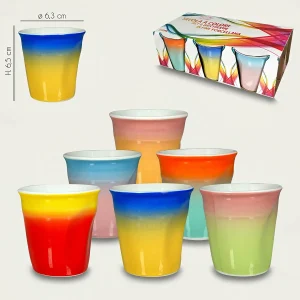 Set 6 Bicchierini Da Caffè Tavola A Colori In Porcellana