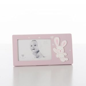 Rosa con Coniglio Bianco Cuore Bimbo